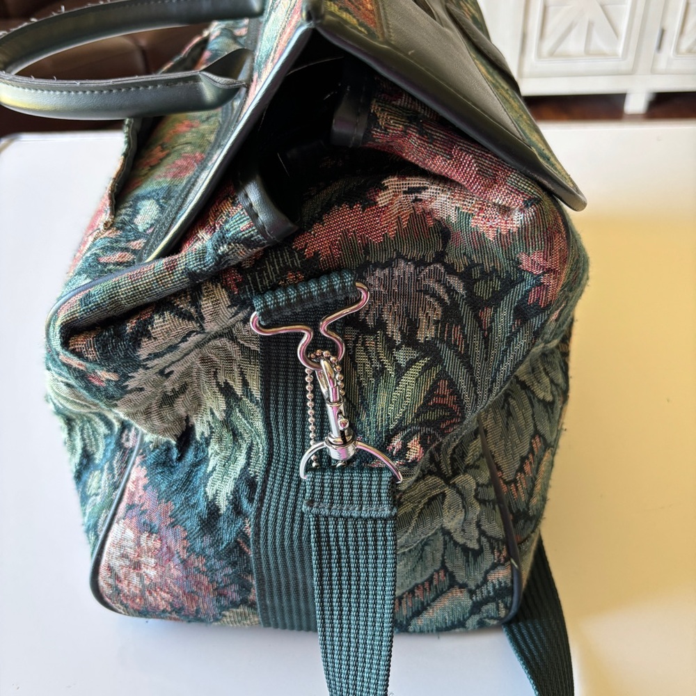 Vintage Atlantic Floral Tapestry Doctor Bag Carpet Weekender Lock Closure - Picture 4 of 16